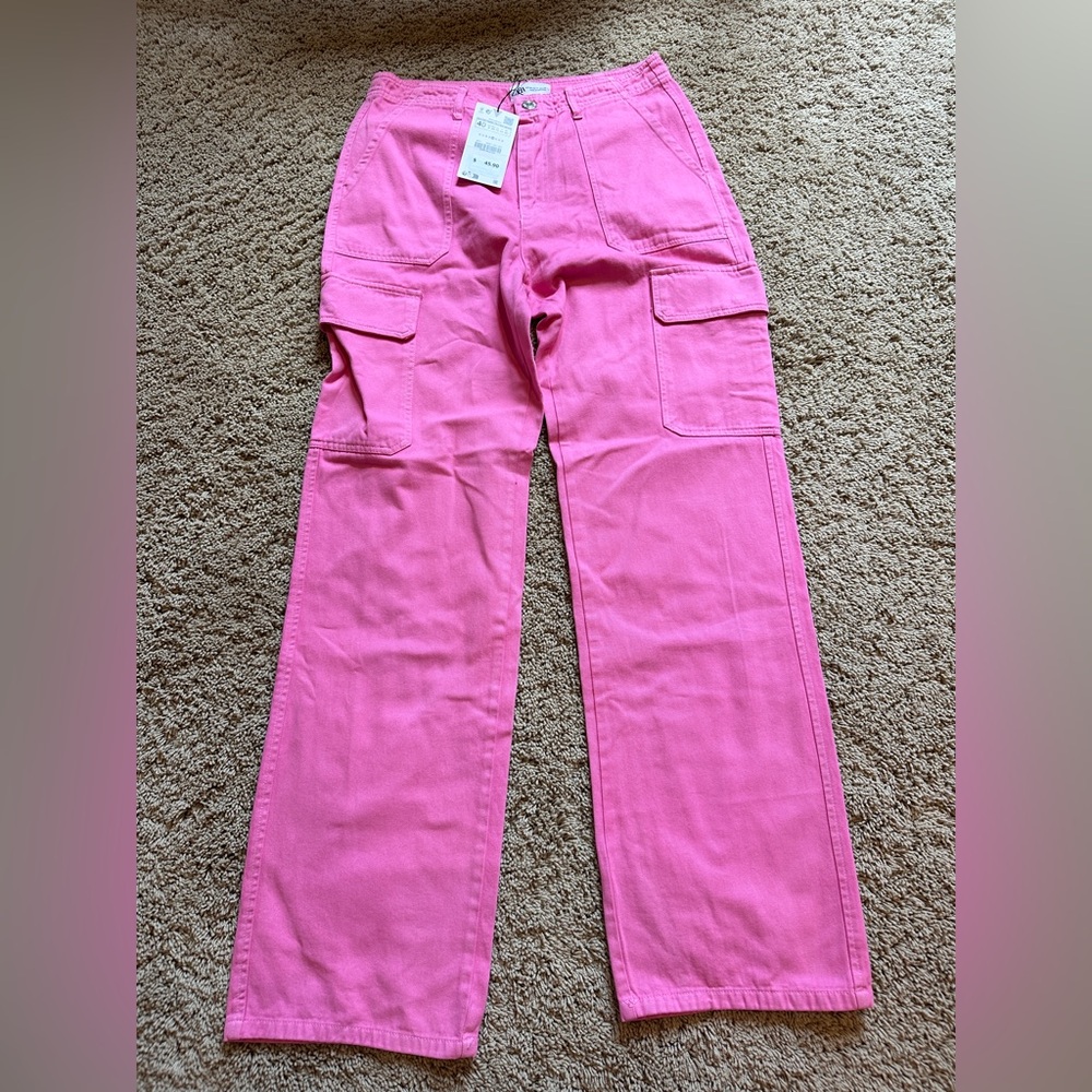 Zara Pink Cargo Pants NWT
